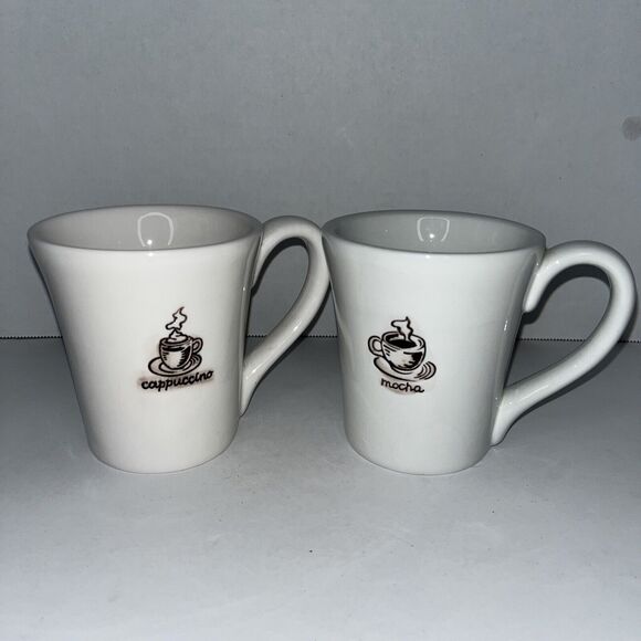 Decortative Coffee Themed Mugs ‘Cappuccino’ and ‘Mocha’ SUPER CUTE 2pc - Picture 1 of 5